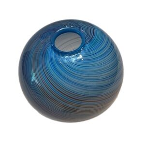 Dansk International Designs 7” Blue & Rust Swirl Glass Vase Mid Century Modern